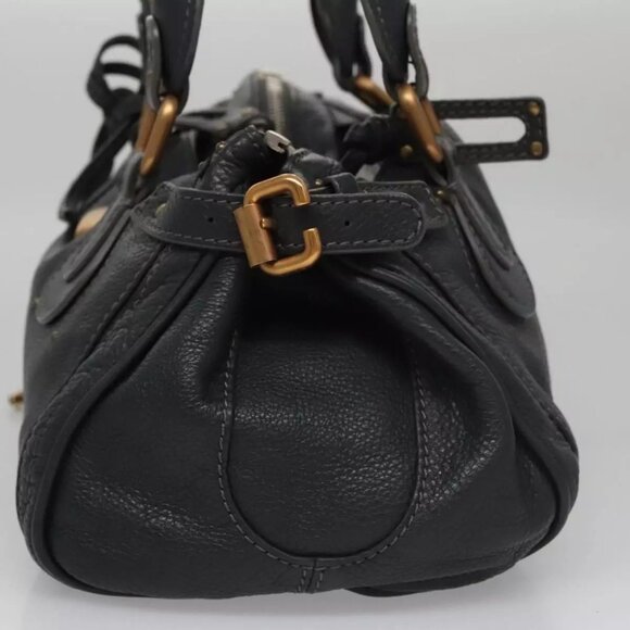 Chloe Paddington Hand Bag Leather Navy Gold Silver Auth - Picture 12 of 16